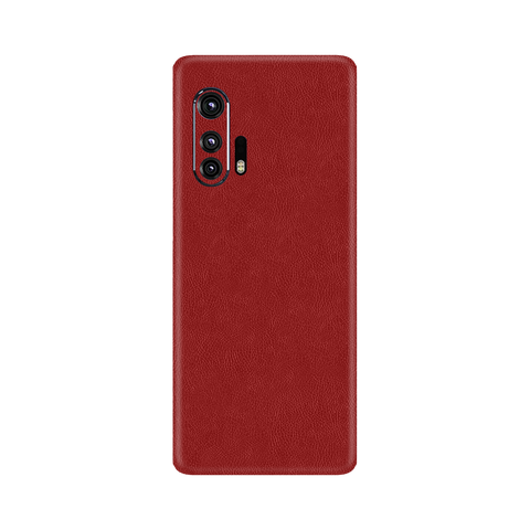 Cowhide Red Skin for Motorola Edge Plus
