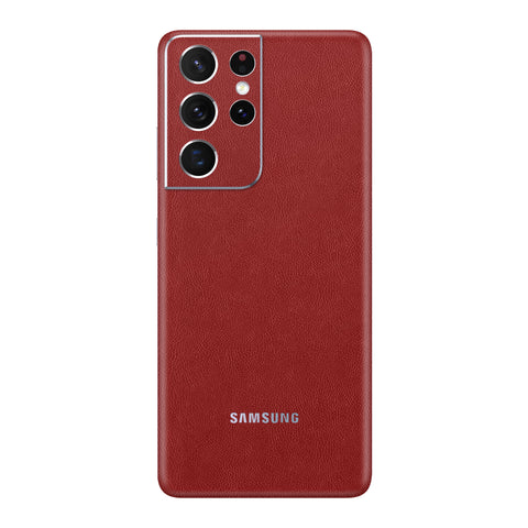 Cowhide Red Skin for Samsung S21 Ultra