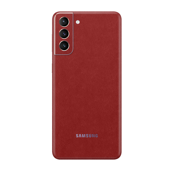 Cowhide Red Skin for Samsung S21 FE