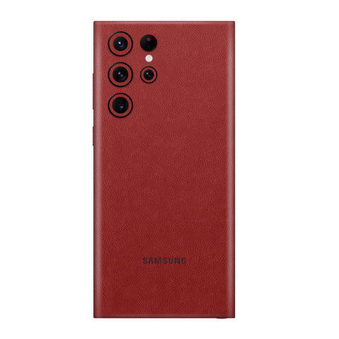 Cowhide Red Skin for Samsung S23 Ultra