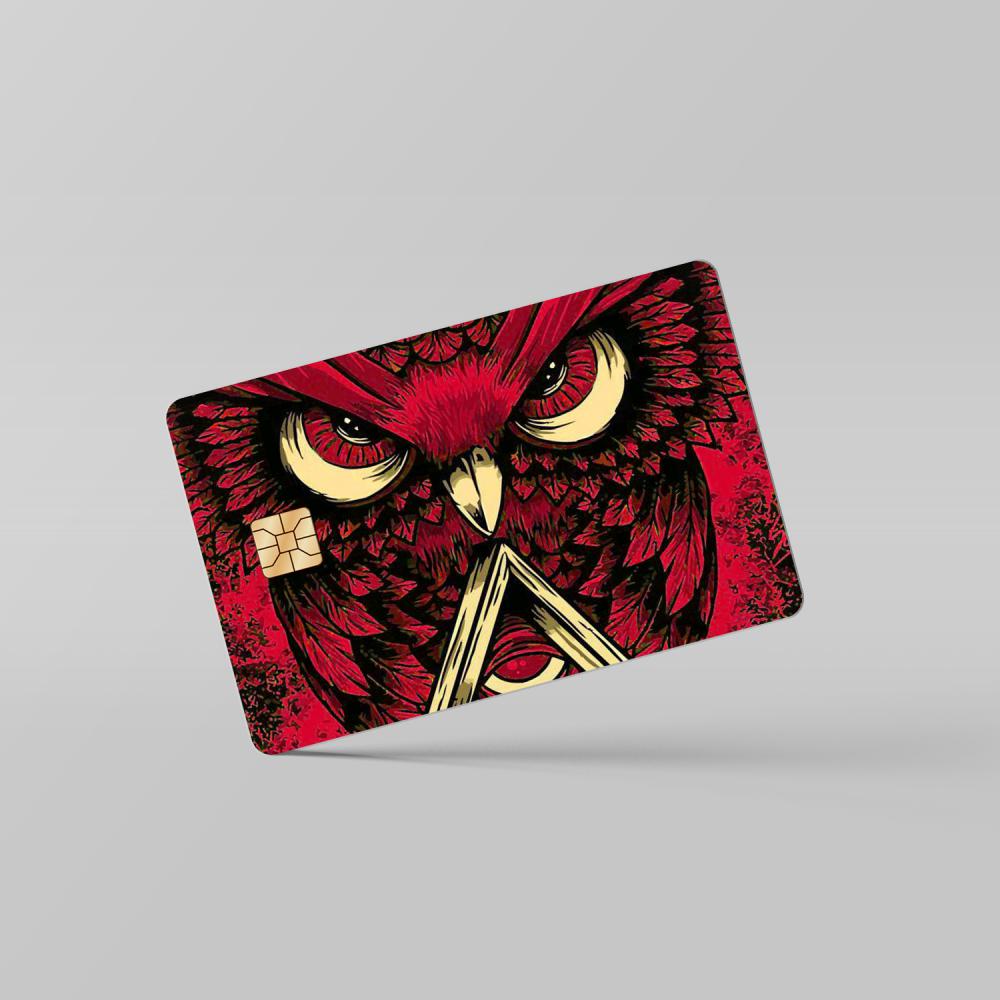 Trippy Owl Red Card - Debit & Credit Card Skin