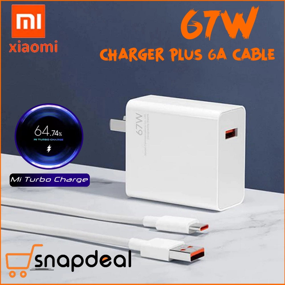 Xiaomi 67W Fast Charger and 6A USB Type C Charging Cable Set