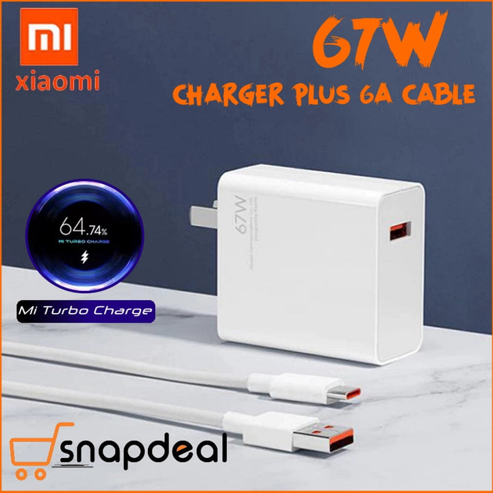 Xiaomi 67W Fast Charger and 6A USB Type C Charging Cable Set