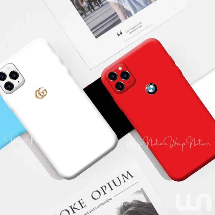 Color Silicon Cases with Metal Logo for Iphone 6,se,7,8