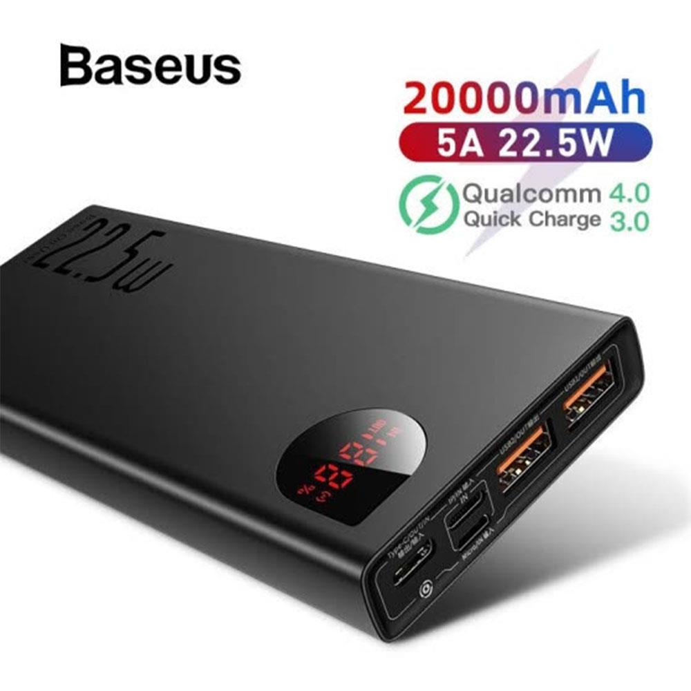 Baseus 22.5W 20000mAh Metal Digital Display Power Bank – Black