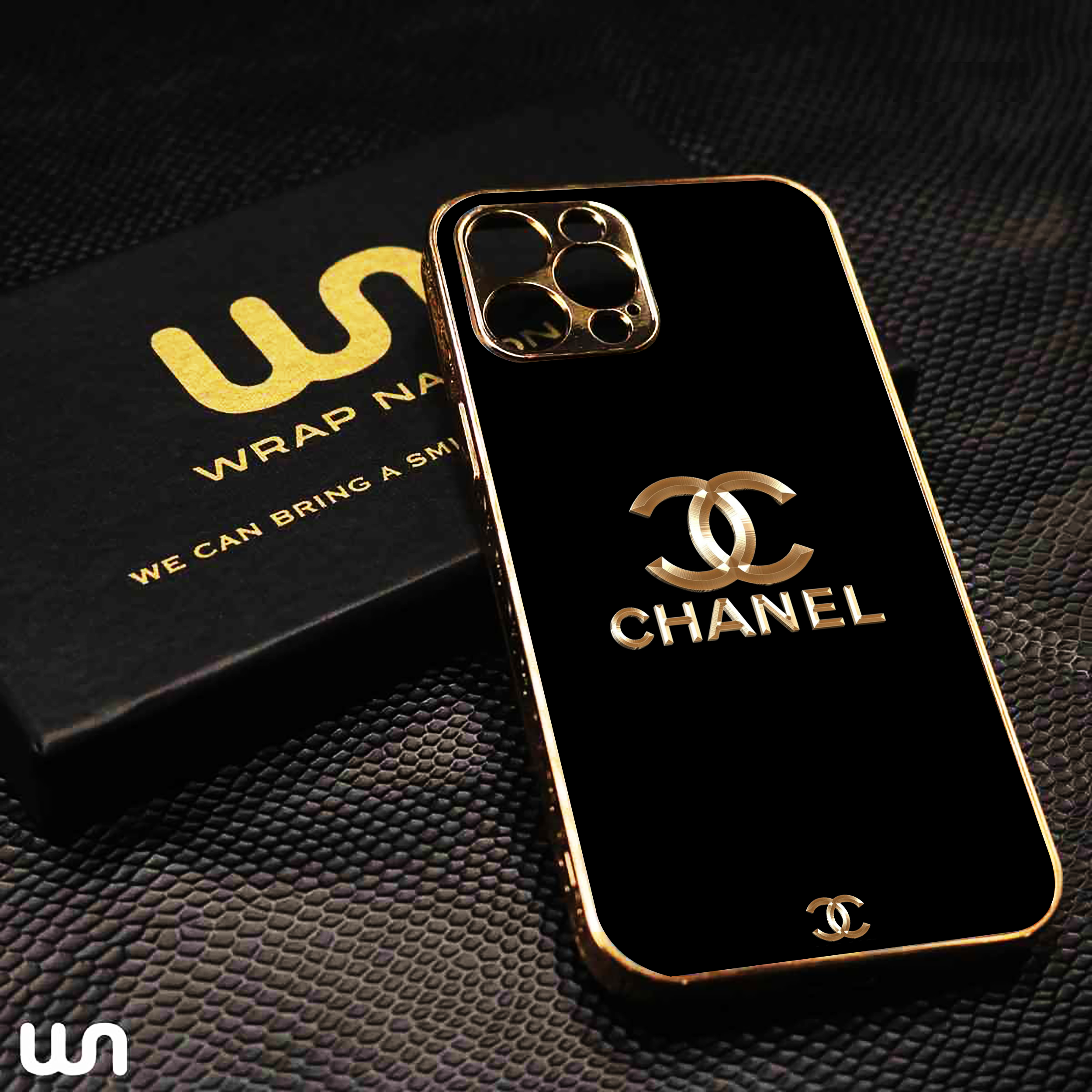 Gold Engraved Border Glass Case for iPhone 11 Pro Max to iPhone 13 Pro Max