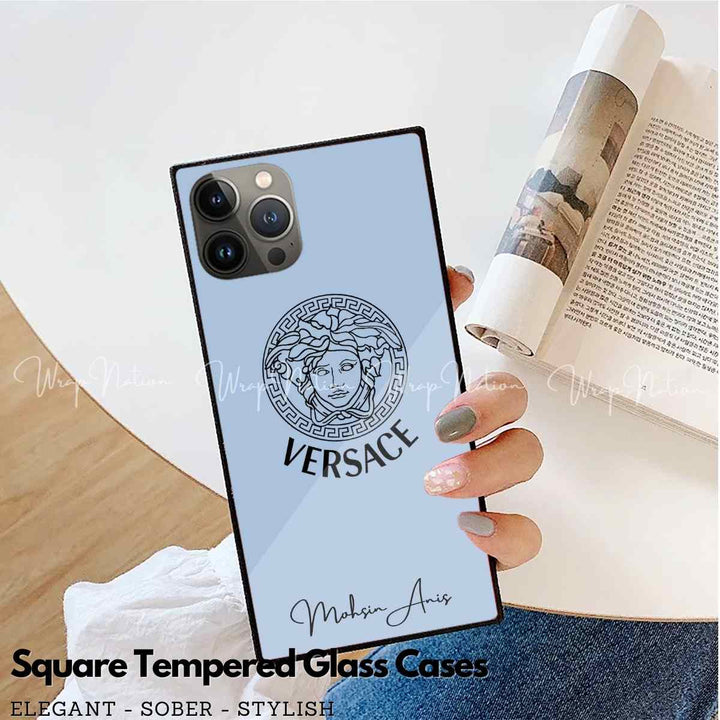 Versace Logo Glass Case For IPhone