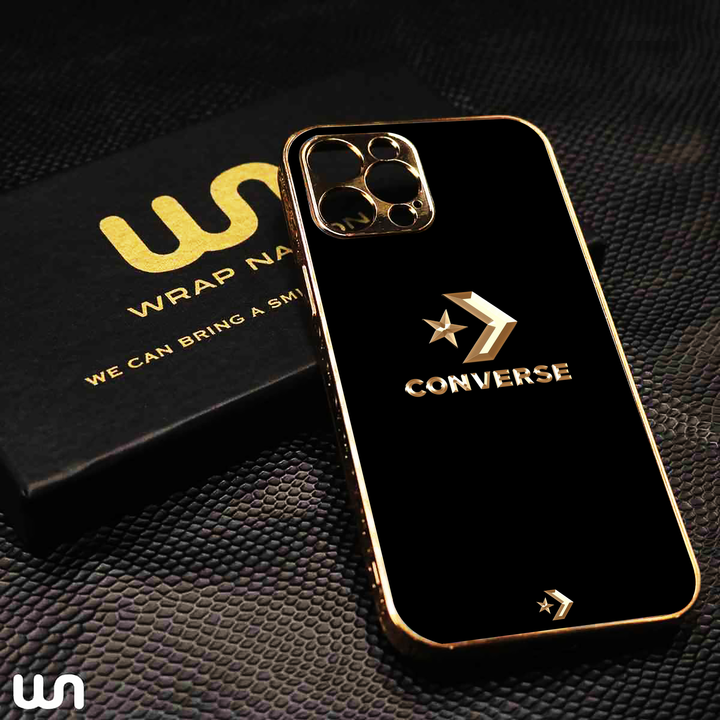 Gold Engraved Border Glass Case for iPhone 11 Pro Max to iPhone 13 Pro Max