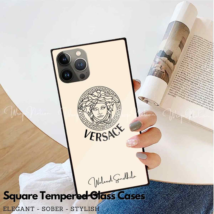Versace Logo Glass Case For IPhone