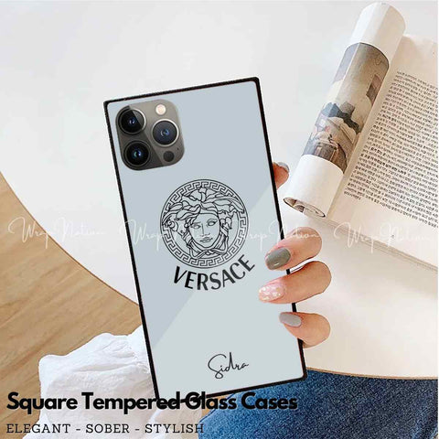 Versace Logo Glass Case For IPhone