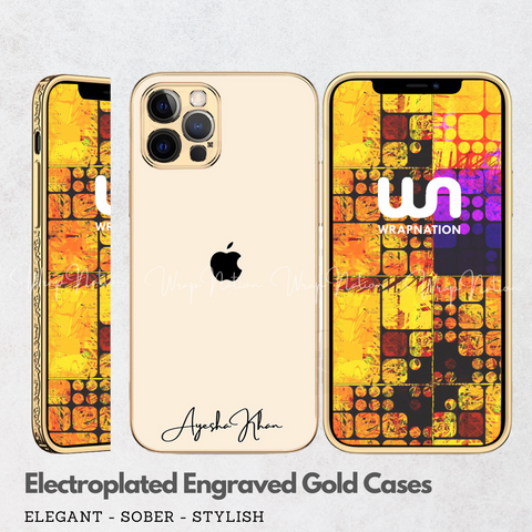 Gold Engraved Signature Glass Case For iPhone