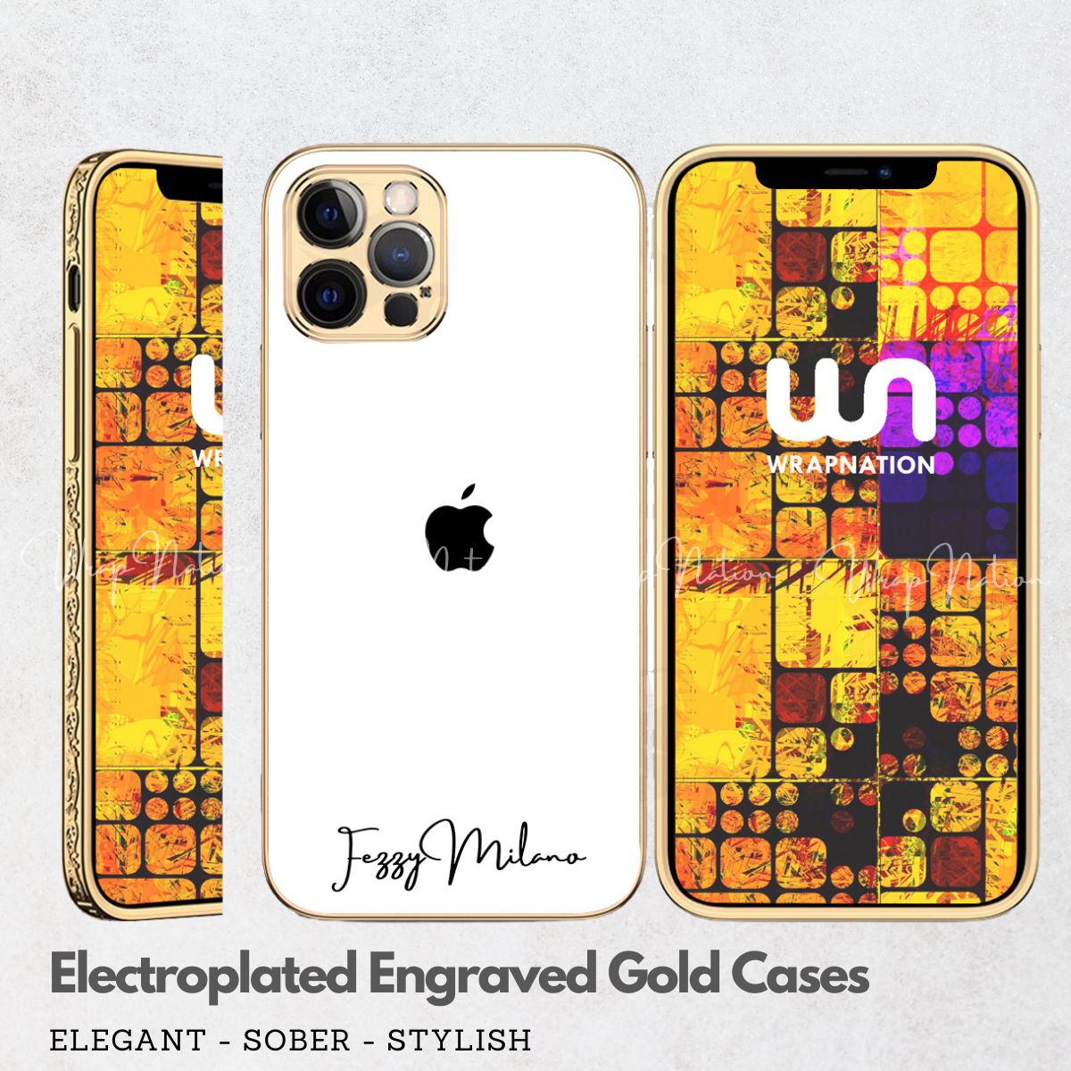 Gold Engraved Signature Glass Case For iPhone