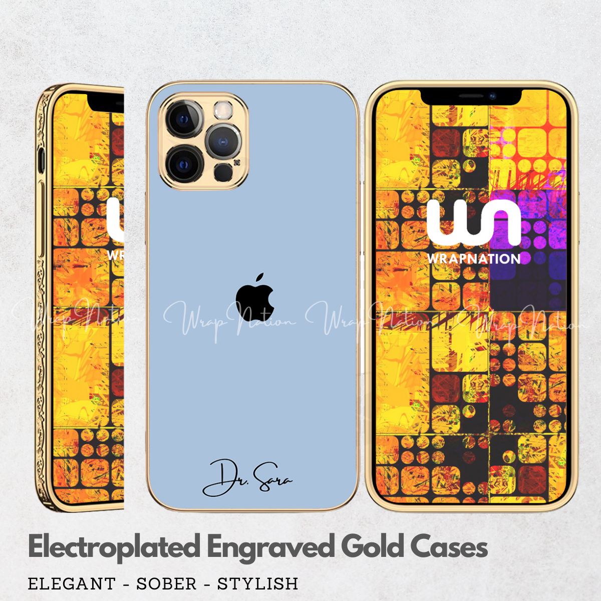 Gold Engraved Signature Glass Case For iPhone