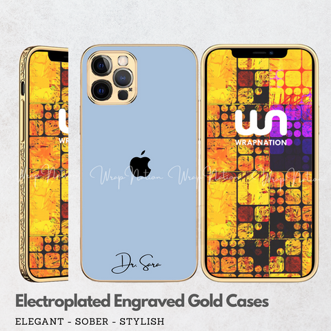 Gold Engraved Signature Glass Case For iPhone