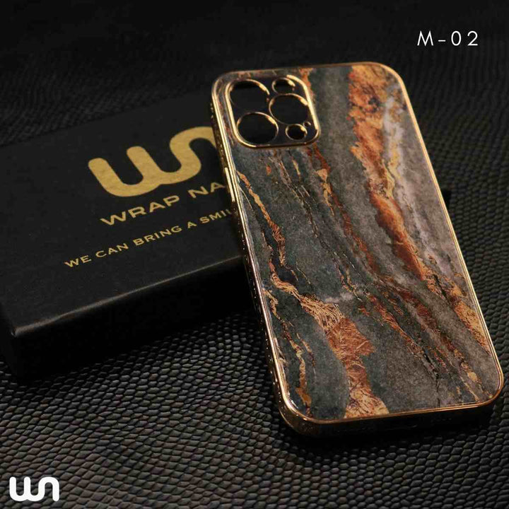 Marble Gold Glass Case For iPhone