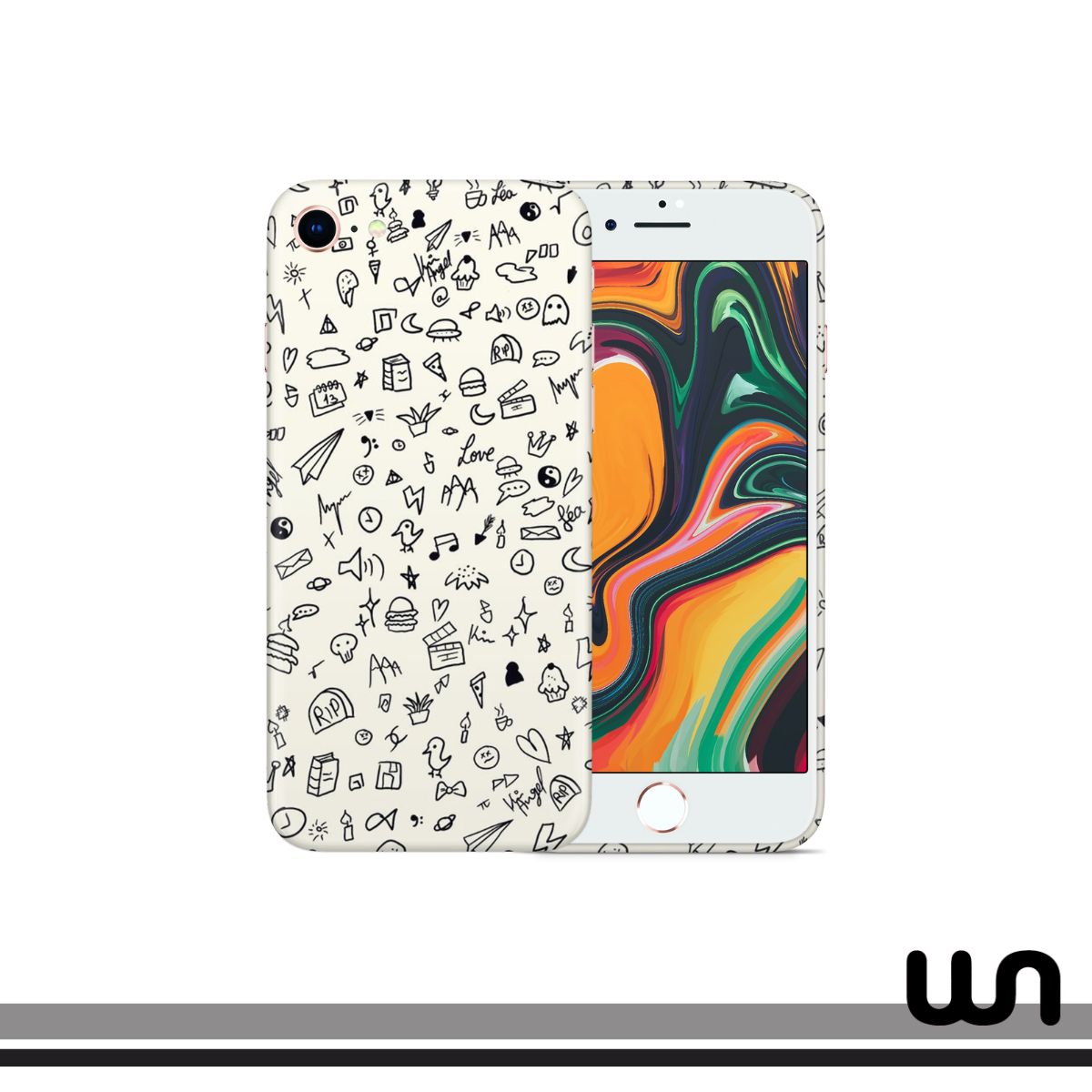 Beige Art Doodle Skin for iPhone 7