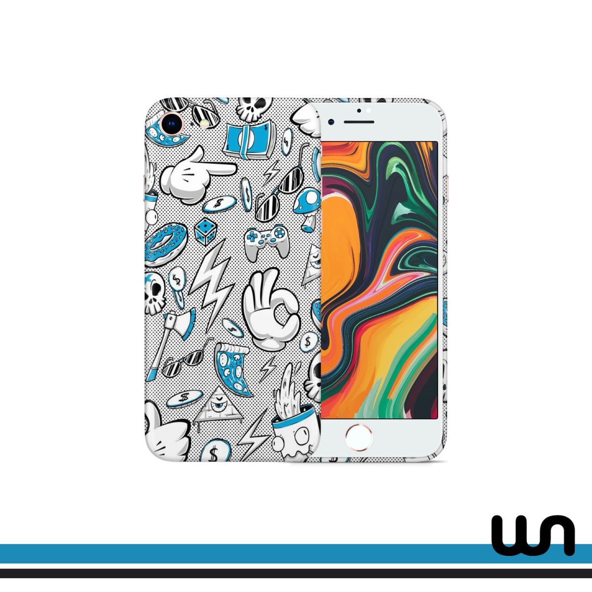 Blue Donut Doodle Skin for iPhone 7