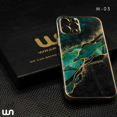 Marble Gold Glass Case For iPhone