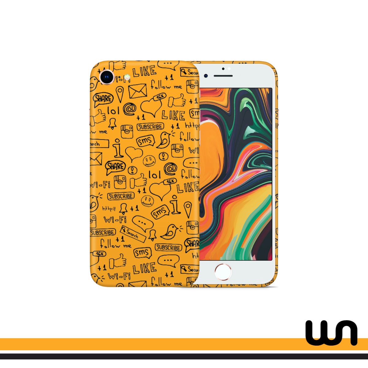 Orange Doodle Skin for iPhone 8