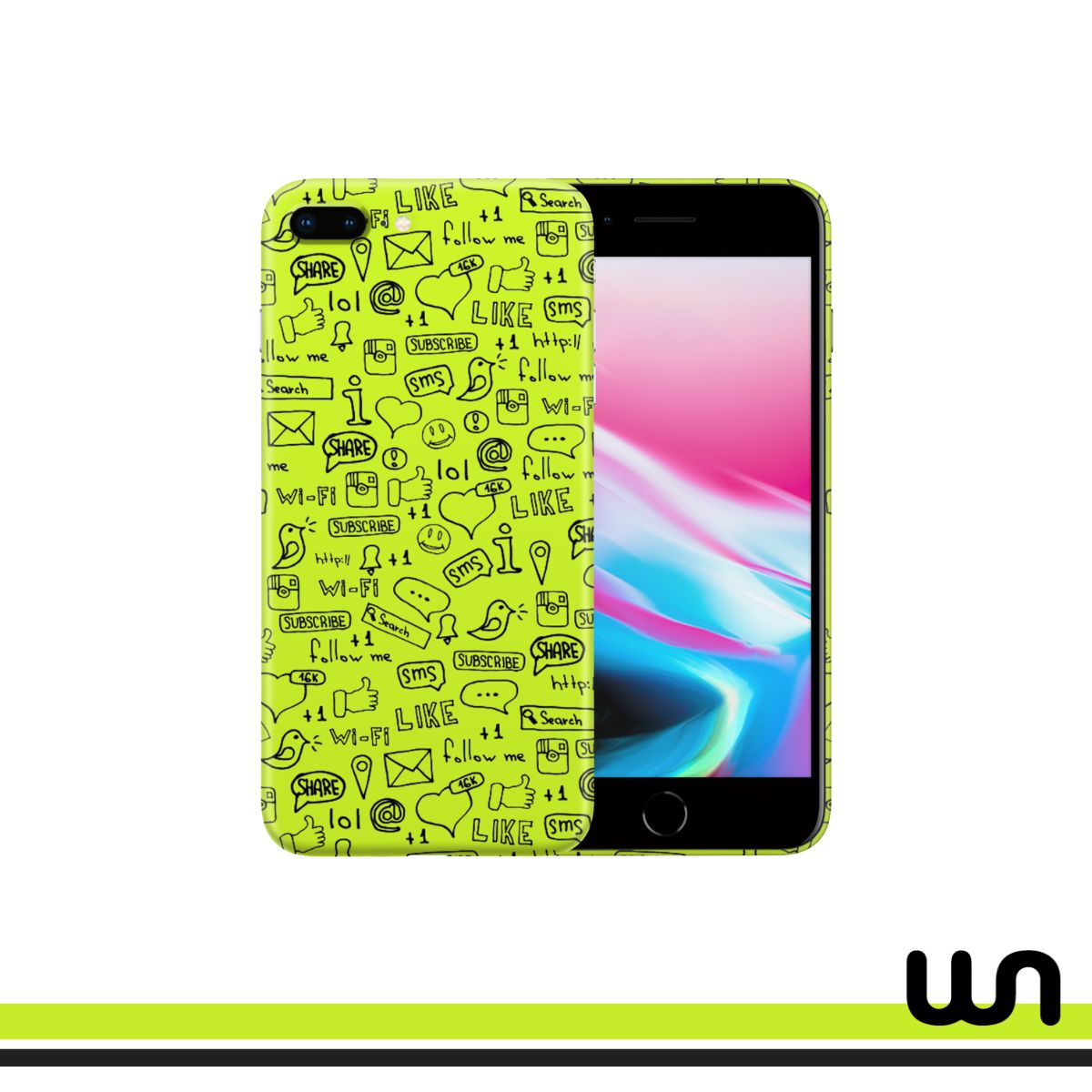 Lime Green Doodle Skin for iPhone 8 Plus