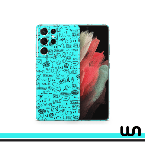 Blue Doodle Skin for Samsung S21 Ultra