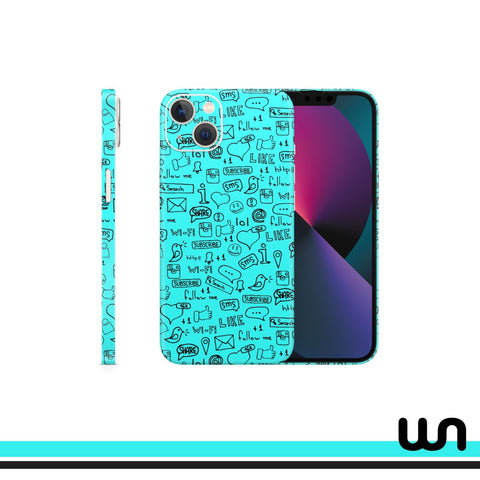 Blue Doodle Skin for iPhone 13