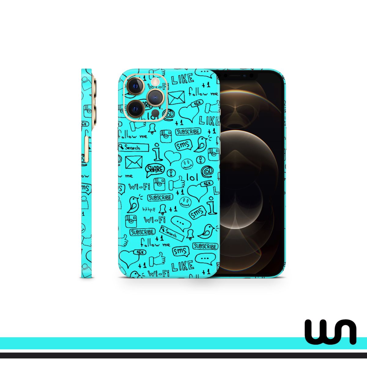 Blue Doodle Skin for iPhone 12 Pro
