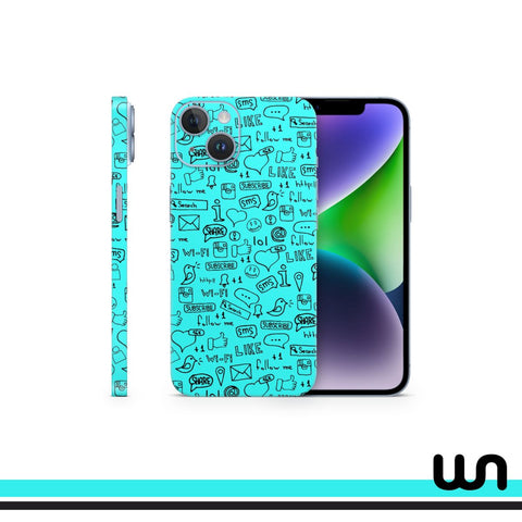 Blue Doodle Skin for iPhone 14