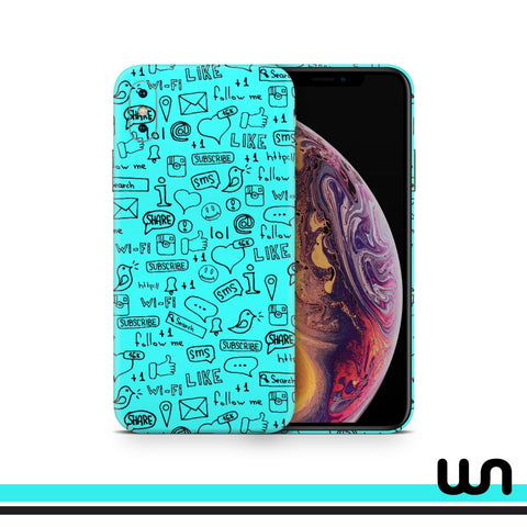 Blue Doodle Skin for iPhone Xs