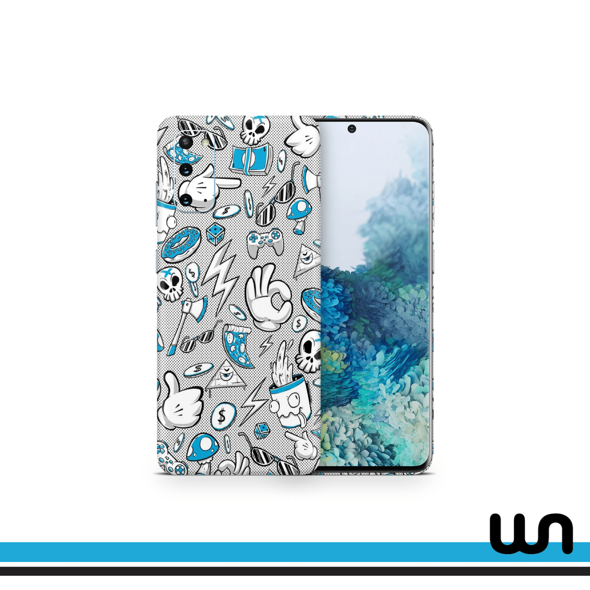 Blue Donut Doodle Skin for Samsung S20 Plus