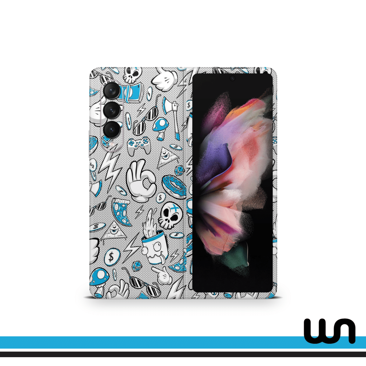 Blue Donut Doodle Skin for Samsung Fold 3