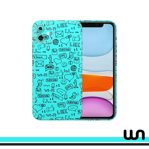 Blue Doodle Skin for iPhone iPhone 11