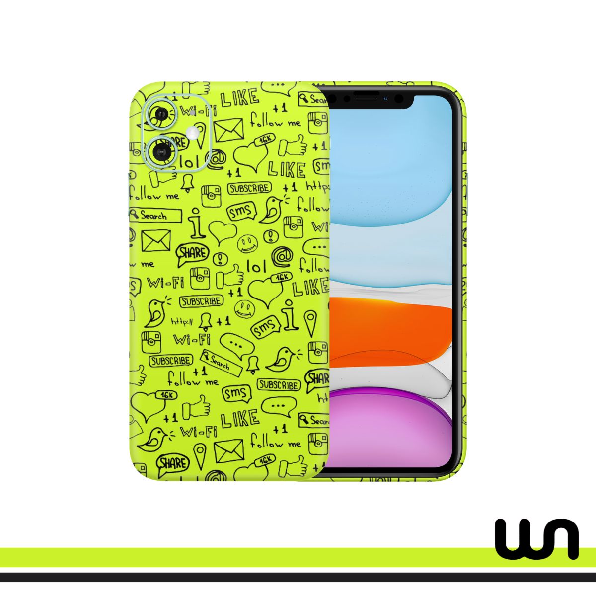 Lime Green Doodle Skin for iPhone iPhone 11