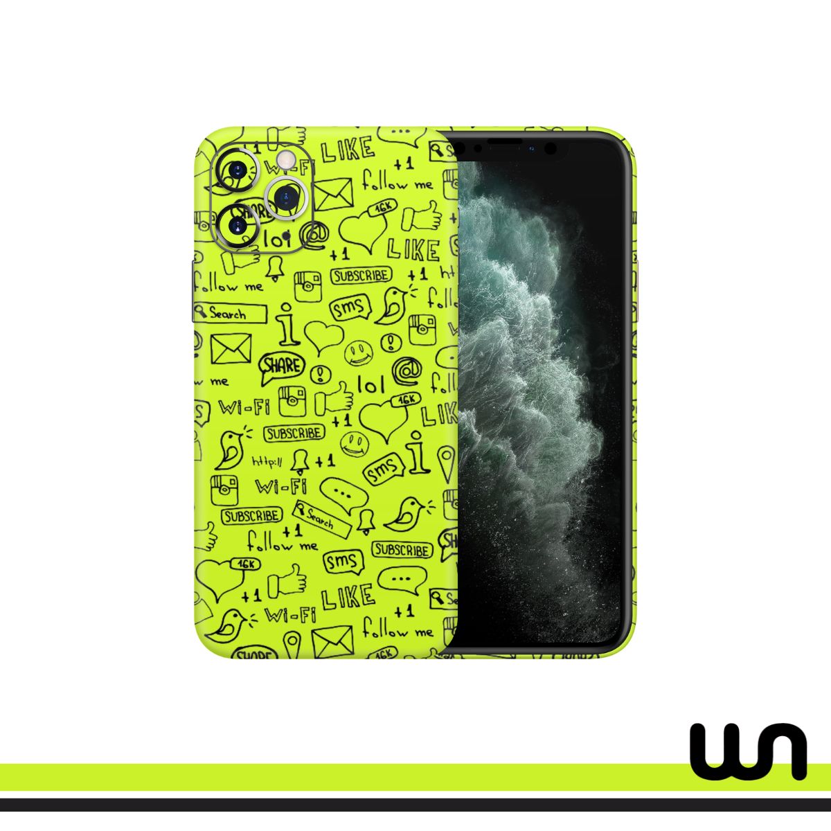 Lime Green Doodle Skin for iPhone 11 Pro Max