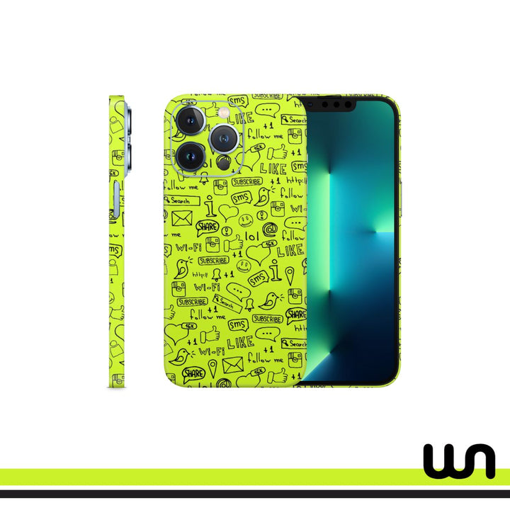 Lime Green Doodle Skin for iPhone 13 Pro Max