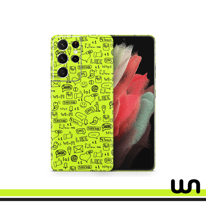 Lime Green Doodle Skin for Samsung S21 Ultra
