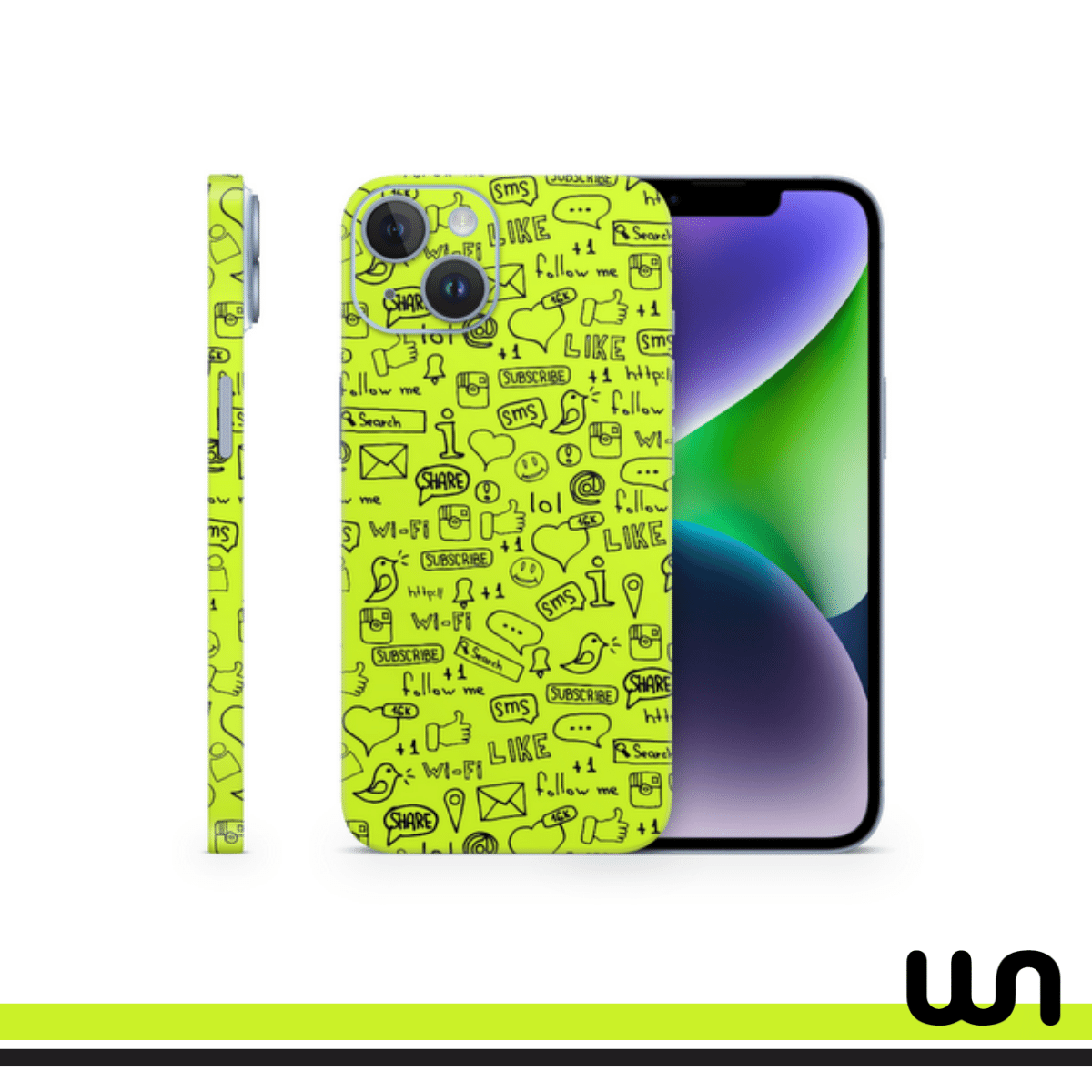 Lime Green Doodle Skin for iPhone 14