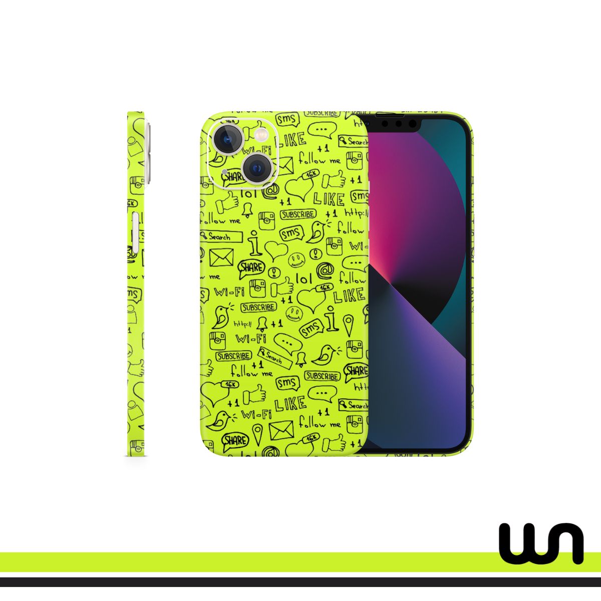 Lime Green Doodle Skin for iPhone 13