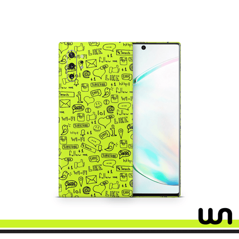 Lime Green Doodle Skin for Samsung Note 10 Plus