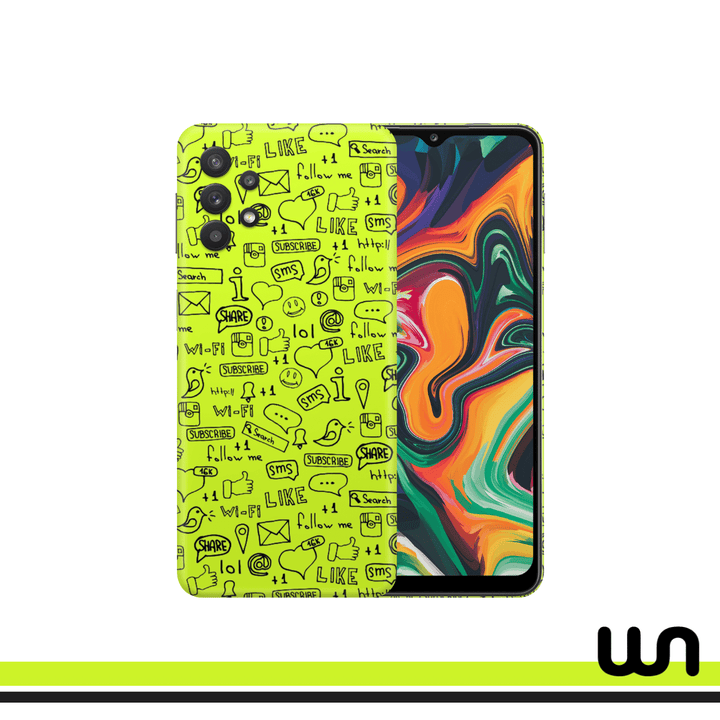 Lime Green Doodle Skin for Samsung A72