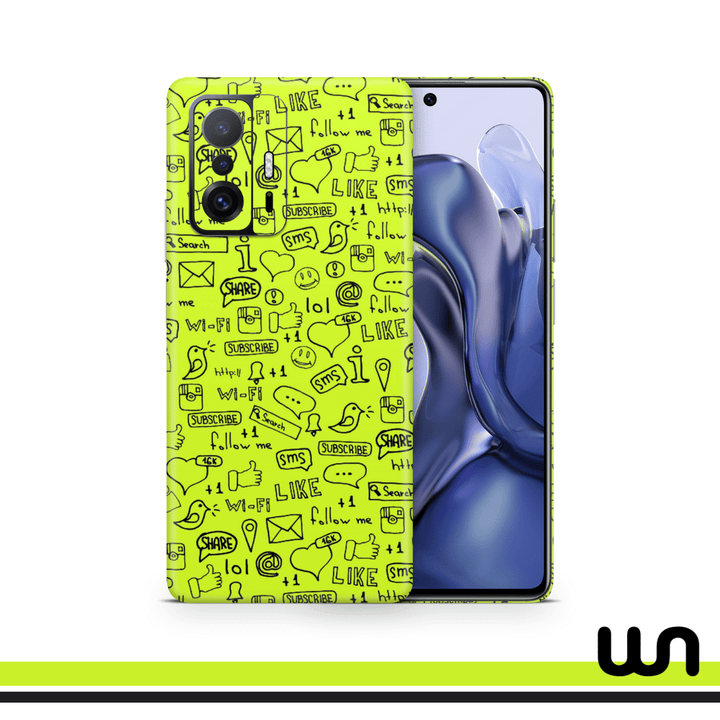 Lime Green Doodle Skin for Xaiomi Mi 11t Pro