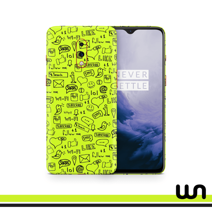 Lime Green Doodle Skin for One Plus 7