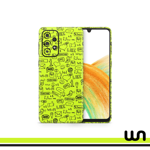 Lime Green Doodle Skin for Samsung A73