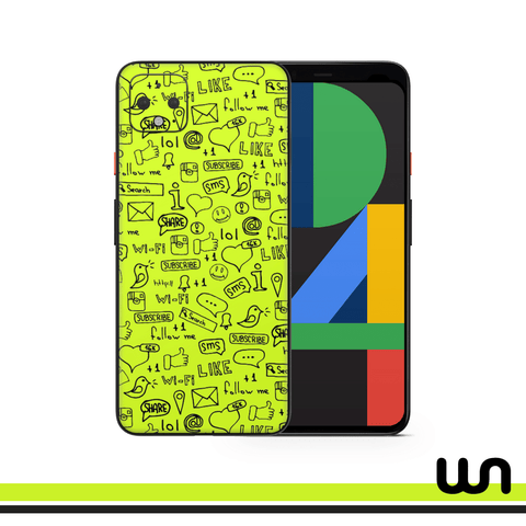 Lime Green Doodle Skin for Google Pixel 4xl