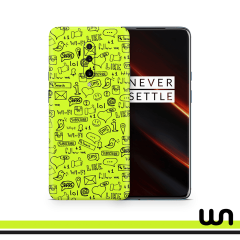 Lime Green Doodle Skin for One Plus 7t Pro