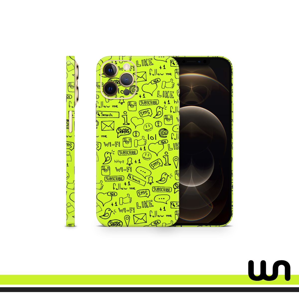 Lime Green Doodle Skin for iPhone 12 Pro