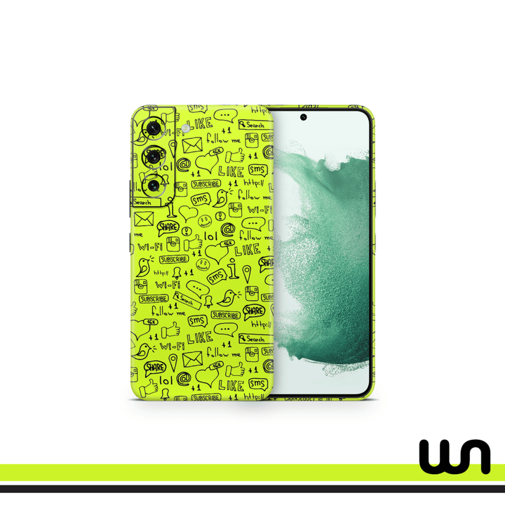 Lime Green Doodle Skin for Samsung S22