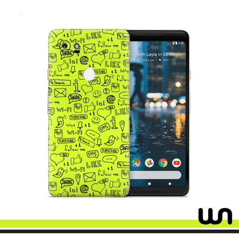 Lime Green Doodle Skin for Google Pixel 2xl