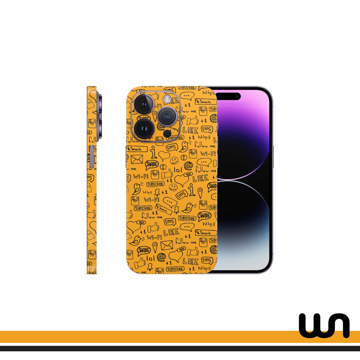 Orange Doodle Skin for iPhone 14 Pro Max