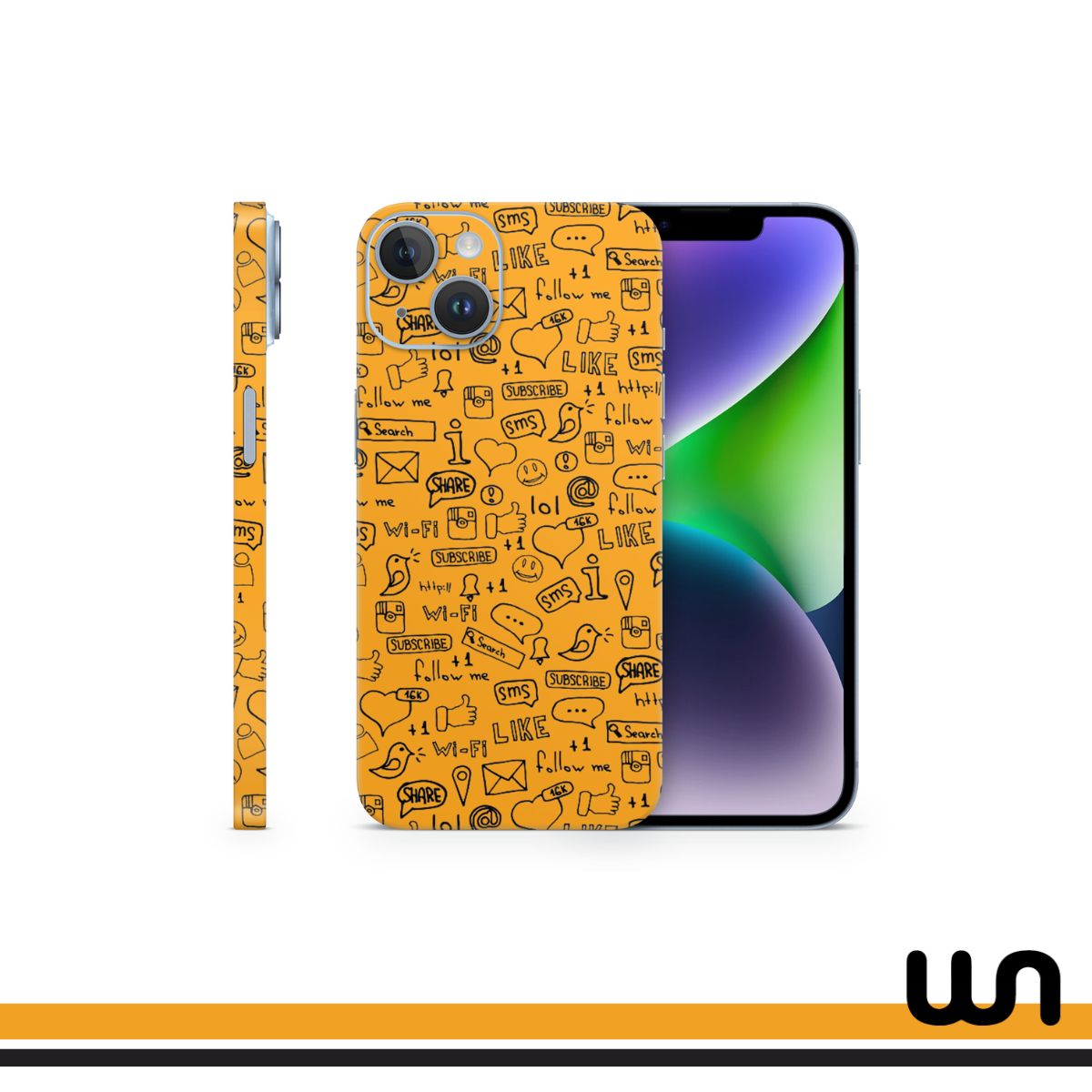 Orange Doodle Skin for iPhone 14